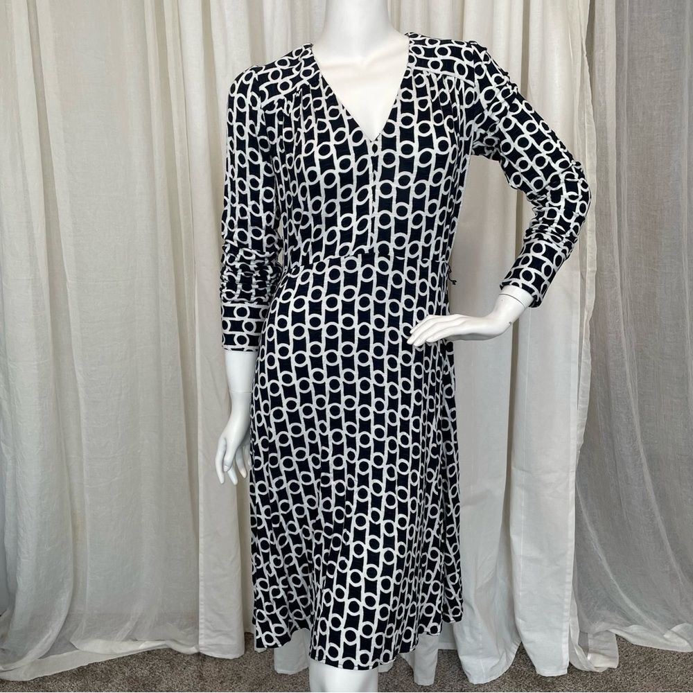 MILLY- Designer Classic Wrap Dress Viscose Blend Navy Size Medium